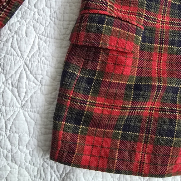 Vintage Tartan Scottish Plaid Double Breasted Blazer Preppy Academia Wool Blazer - Picture 6 of 16